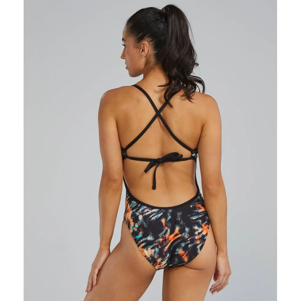 TYR Validus Durafast Elite® Crosscutfit Tieback Badpak Dames - orange/aqua/black