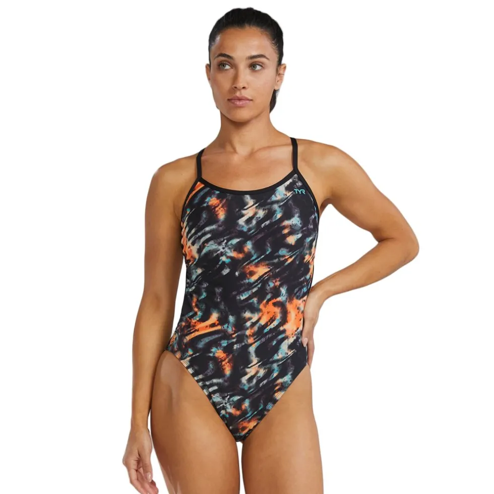 TYR Validus Durafast Elite® Crosscutfit Tieback Badpak Dames - orange/aqua/black