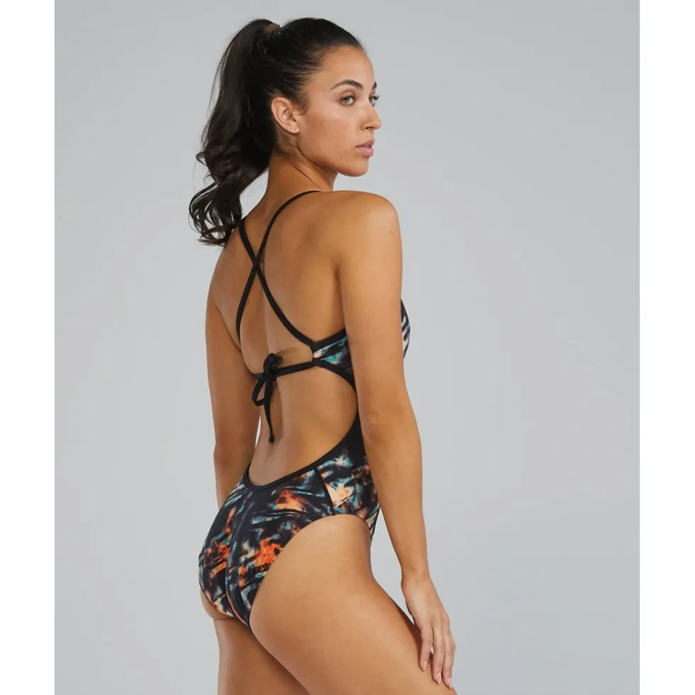 TYR Validus Durafast Elite® Crosscutfit Tieback Badpak Dames - orange/aqua/black