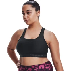 Sport Bh'S|Ondergoed < Under Armour Armour® Mid Crossback Sport BH Dames - Zwart/Zwart/Jet Gray