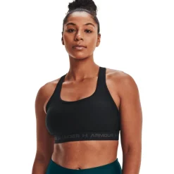 Sport Bh'S|Ondergoed < Under Armour Armour® Mid Crossback Sport BH Dames - Zwart/Zwart/Jet Gray