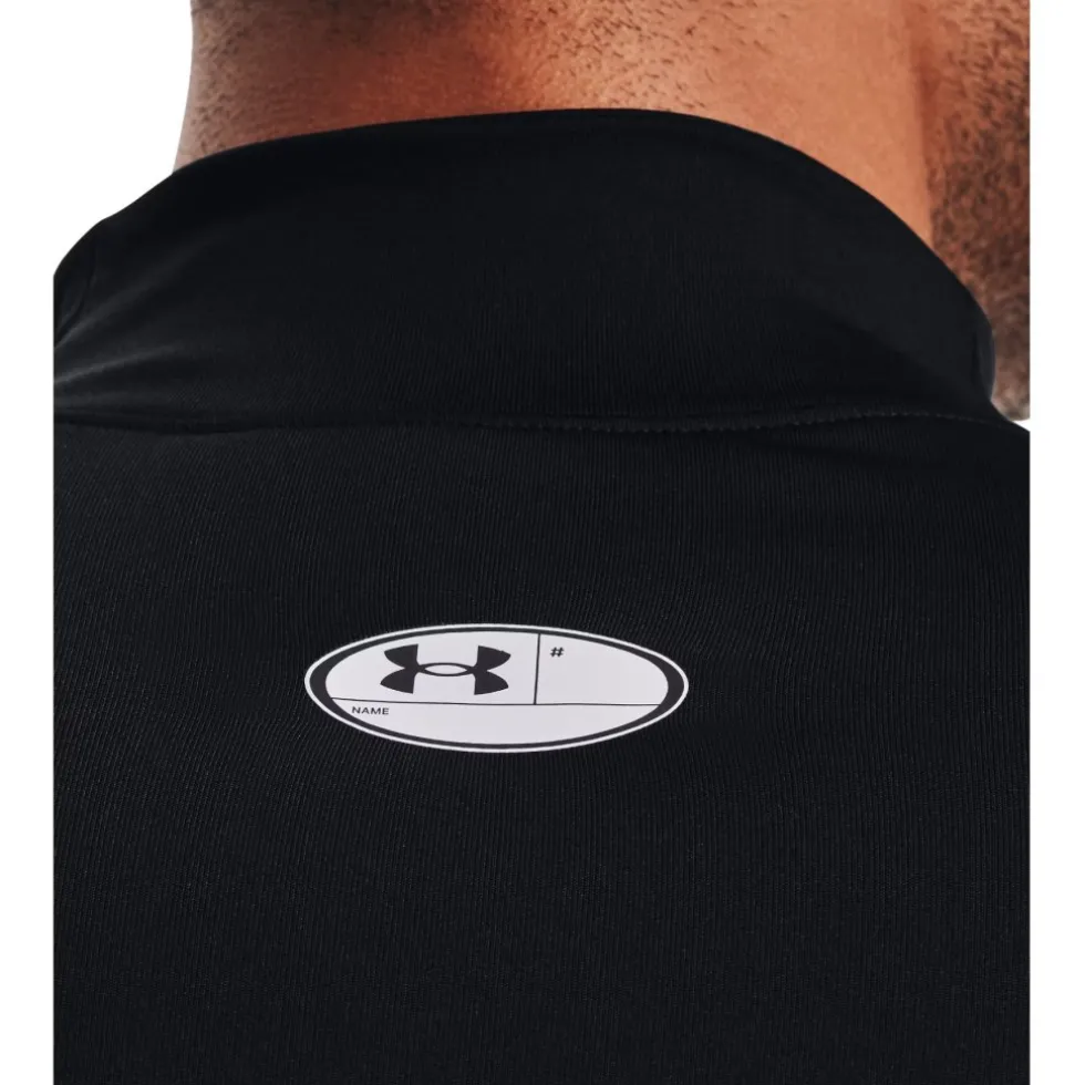 Under Armour ColdGear® Fitted Mock Shirt met Lange Mouwen Heren - Zwart/Wit