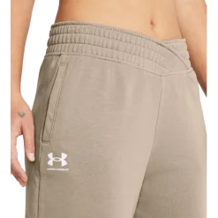 Under Armour UA Rival Terry Wide Leg Crop Broek Dames - Timberwolf Taupe Full Hthr/White