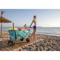Uquip Buddy Foldable Beach Cart - petrol/grey