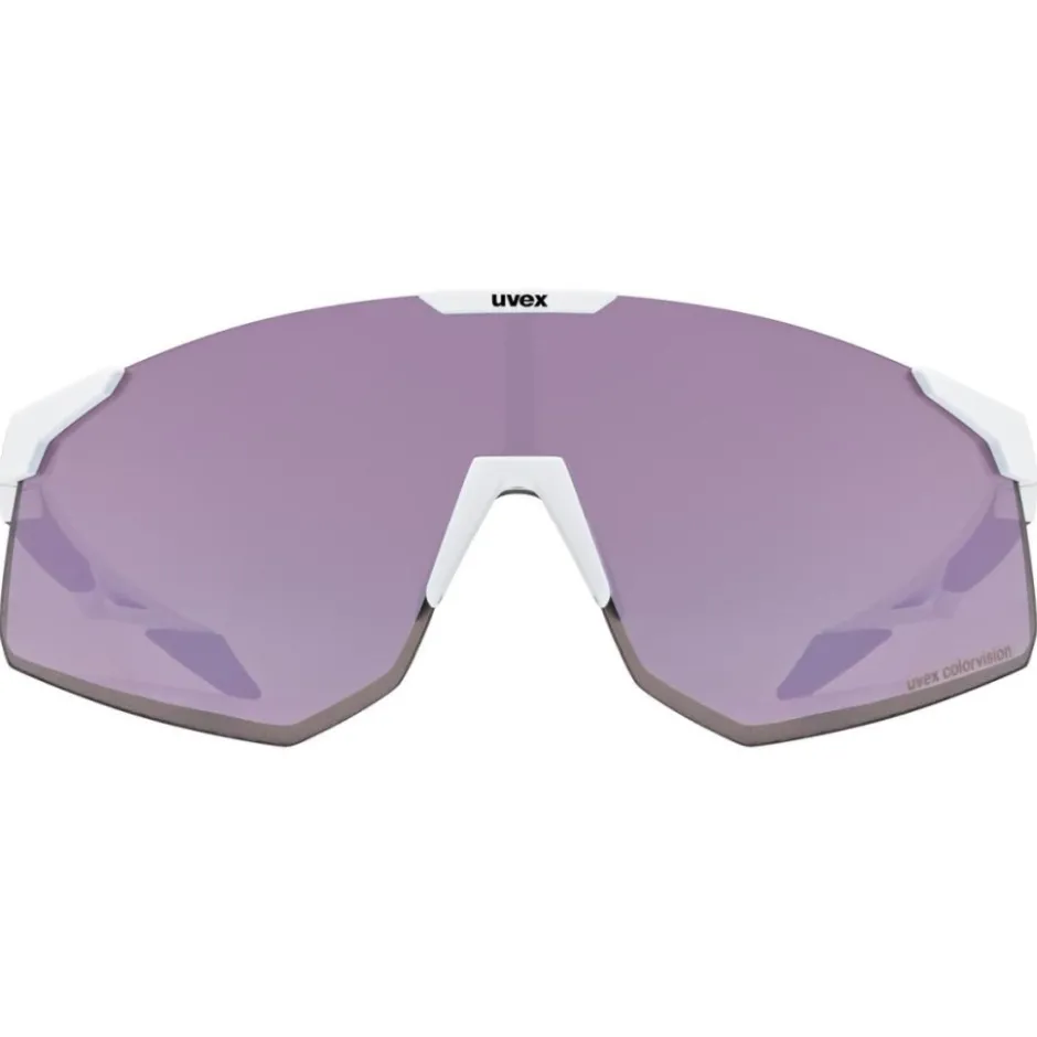Racefietsbrillen < Uvex pace perform CV Bril - white matt/mirror pink colorvision