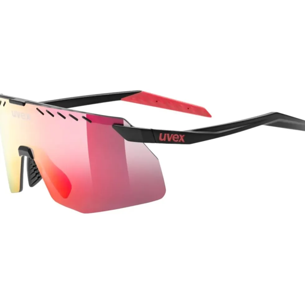 Uvex pace stage s Fietsbril - black matt/mirror red