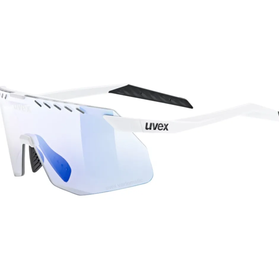 Racefietsbrillen < Uvex pace stage s V Bril - white matt/mirror blue