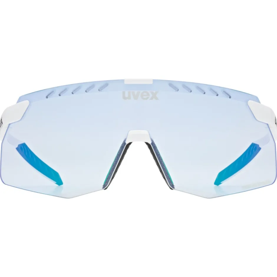 Racefietsbrillen < Uvex pace stage s V Bril - white matt/mirror blue