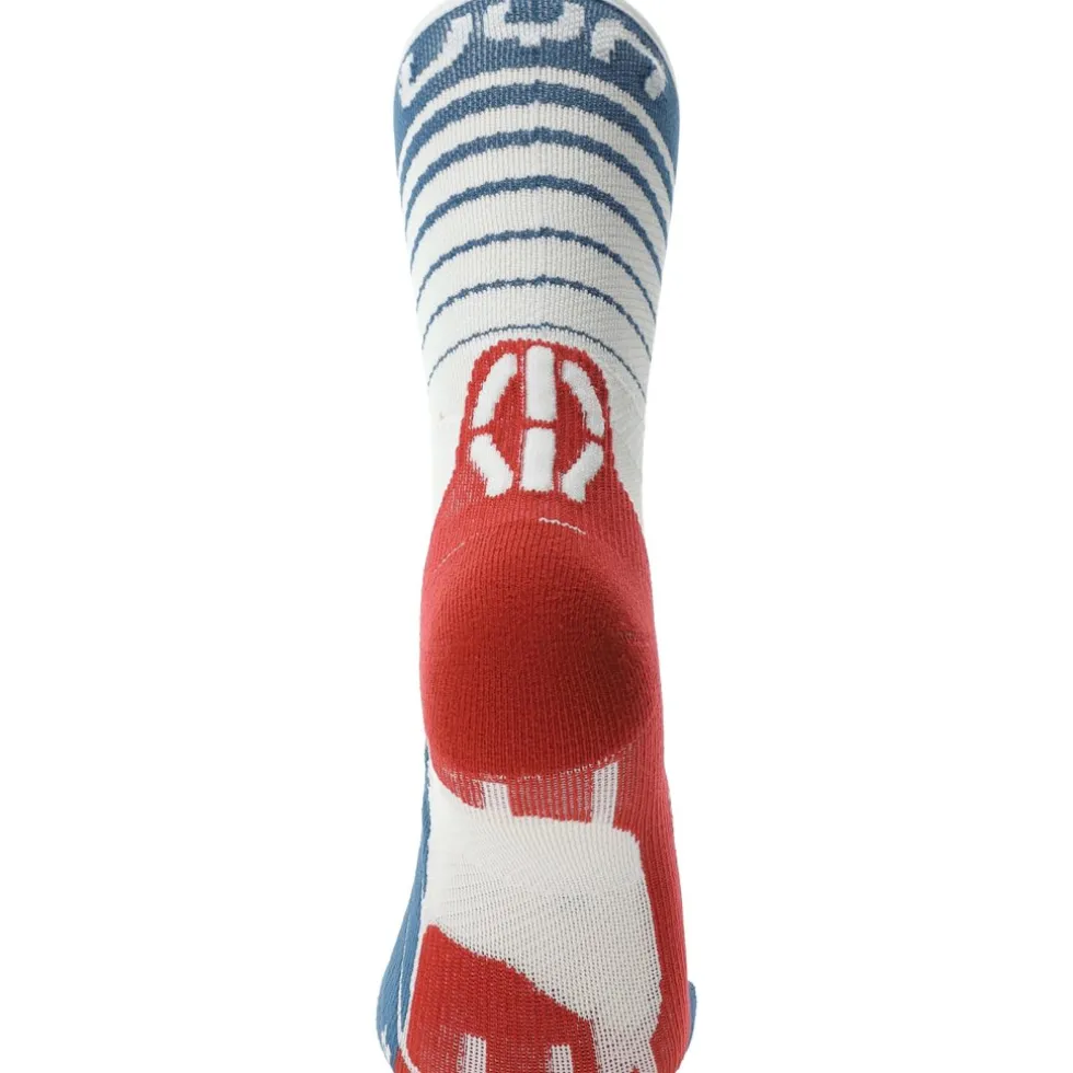UYN Runner's Five Sokken Heren - White/Blue Poseidon/Red