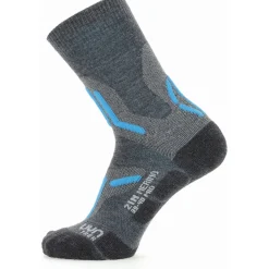 Sokken|Sokken < UYN Trekking 2In Merino Mid Cut Sokken Dames - Mid Grey/Turquoise