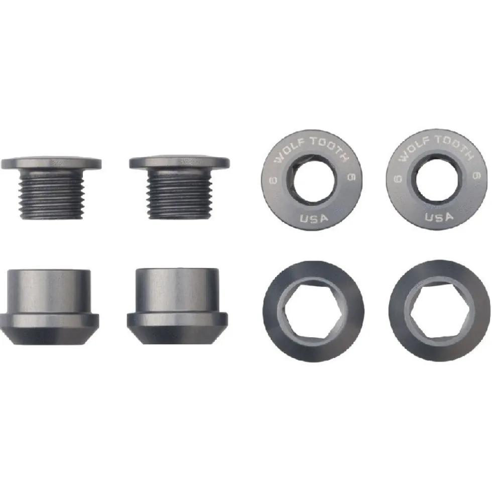 Wolf Tooth Aluminum Chainring Bolts - 6mm - 1-speed (4 pieces)