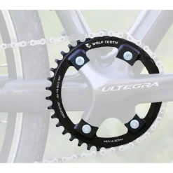 Wolf Tooth Single Chainring for Shimano 110 BCD Asymmetric 4-Bolt - Drop Stop B - black