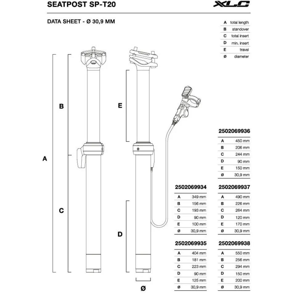 XLC SP-T20 Vario-Zadelpen - 27.2mm
