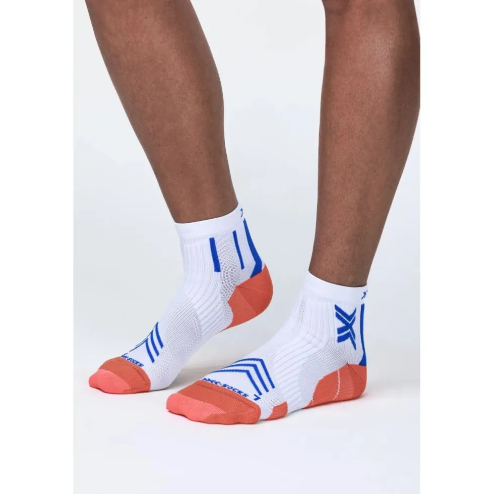 X-Socks Run Expert Ankle Sokken - white/orange/twyce blue