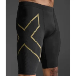 Broeken & Rokken < 2XU Elite MCS Run Compression Shorts Heren - black/gold reflective