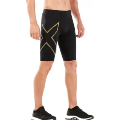 Broeken & Rokken < 2XU Elite MCS Run Compression Shorts Heren - black/gold reflective