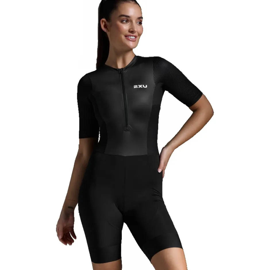 Trisuits|Trisuits < 2XU Aero Hex eeved Triuit Dae - zwart/wit