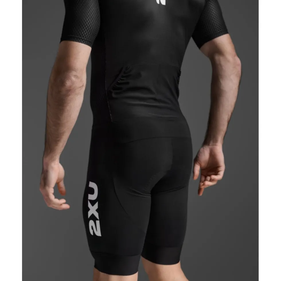 2XU Aero Hex Sleeved Trisuit Heren - zwart/wit