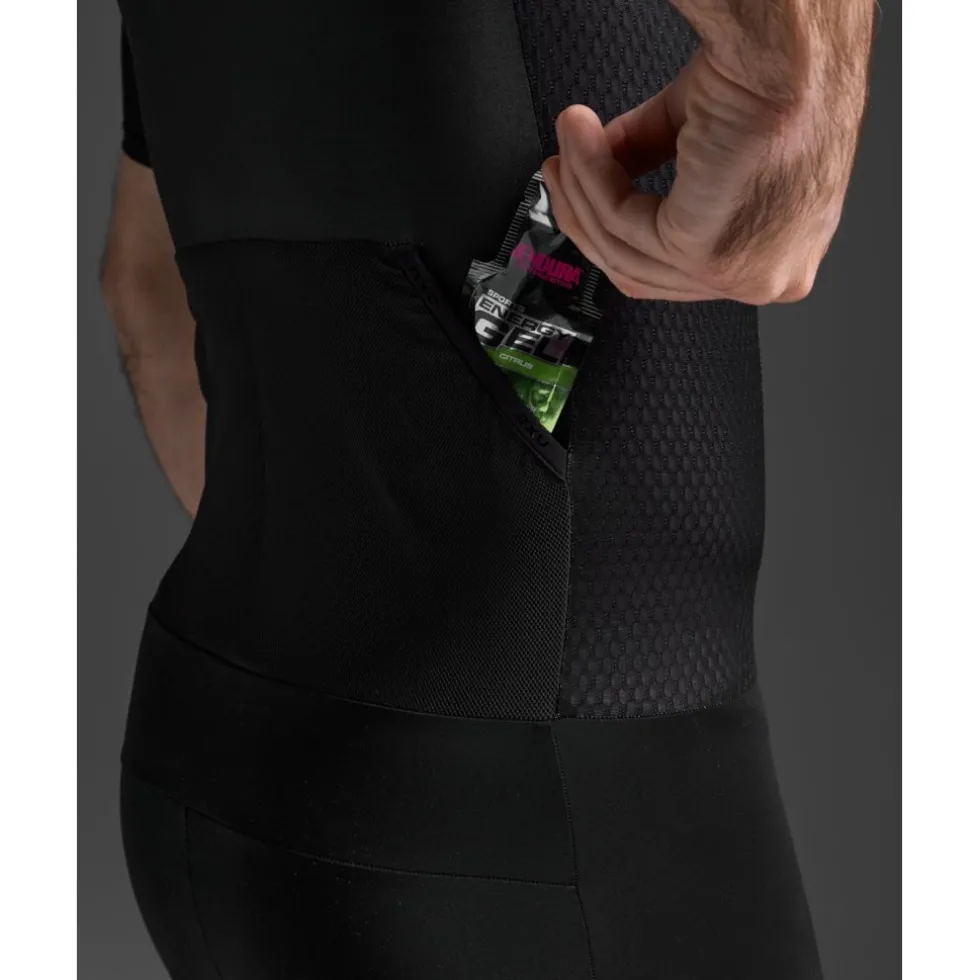 2XU Aero Hex Sleeved Trisuit Heren - zwart/wit