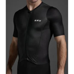 2XU Aero Hex Sleeved Trisuit Heren - zwart/wit