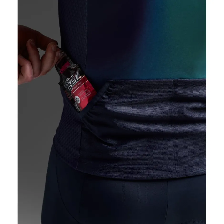 T-Shirts & Tops < 2XU Aero Hex Triathlon Top Heren - midnight/cool matcha
