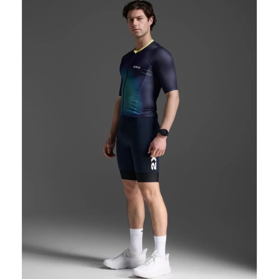 T-Shirts & Tops < 2XU Aero Hex Triathlon Top Heren - midnight/cool matcha