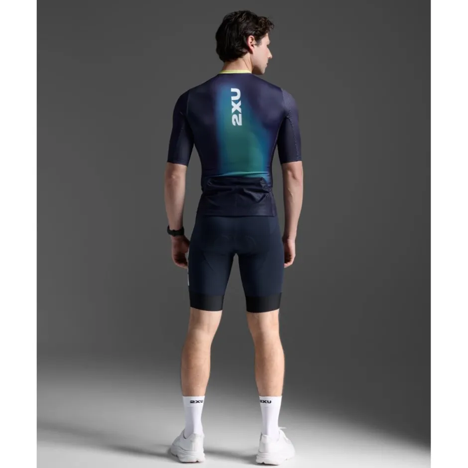 T-Shirts & Tops < 2XU Aero Hex Triathlon Top Heren - midnight/cool matcha