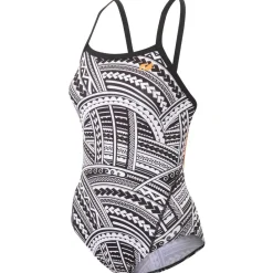 Zwembroeken & Bikini'S < Zone3 Kona Speed Strap Back Badpak Dames - Tribal Print - zwart/wit/oranje