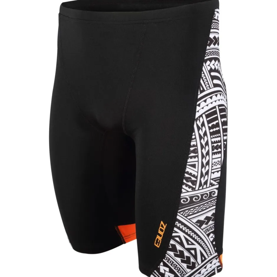 Wedstrijd Zwemkleding < Zone3 Kona Speed Zwemjammer Heren - Tribal Print - zwart/wit/oranje