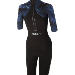 Zone3 Zwempak met Korte Mouwen Dames - zwart/blauw