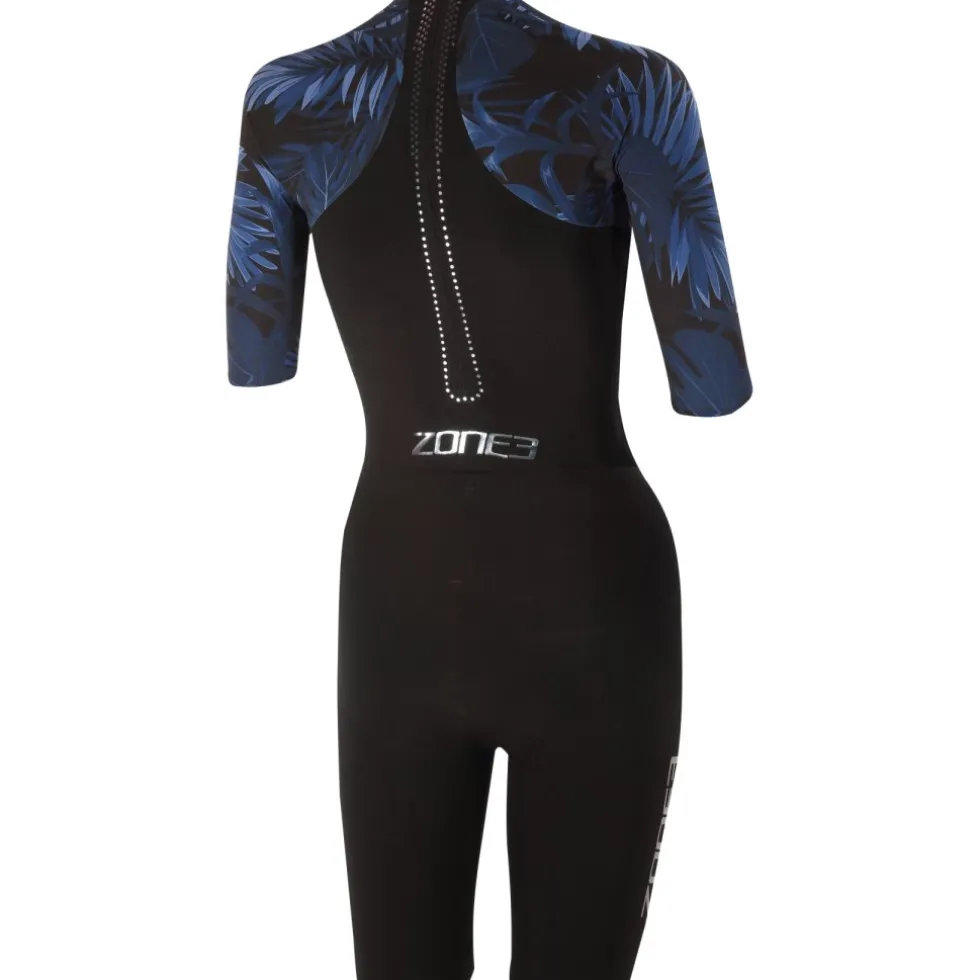 Zone3 Zwempak met Korte Mouwen Dames - zwart/blauw